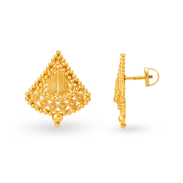 Regal 22 Karat Yellow Gold Triangle Studs 2