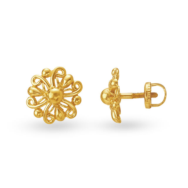 Defined Single Stone Gold Stud Earrings 2