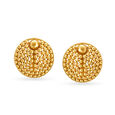 Round Beaded Rawa Work Gold Stud Earrings,,hi-res 