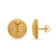 Round Beaded Rawa Work Gold Stud Earrings,,hi-res 2
