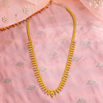 Leaf Motif Rawa Work Gold Necklace
