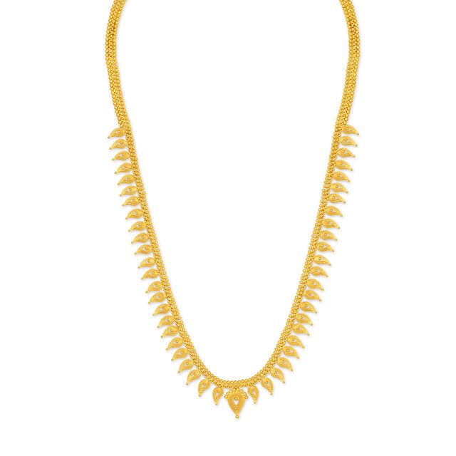 Leaf Motif Rawa Work Gold Necklace 2