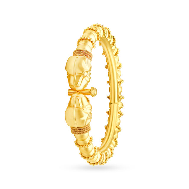 Stately Temple Inspired Gold Bangle,,hi-res 2