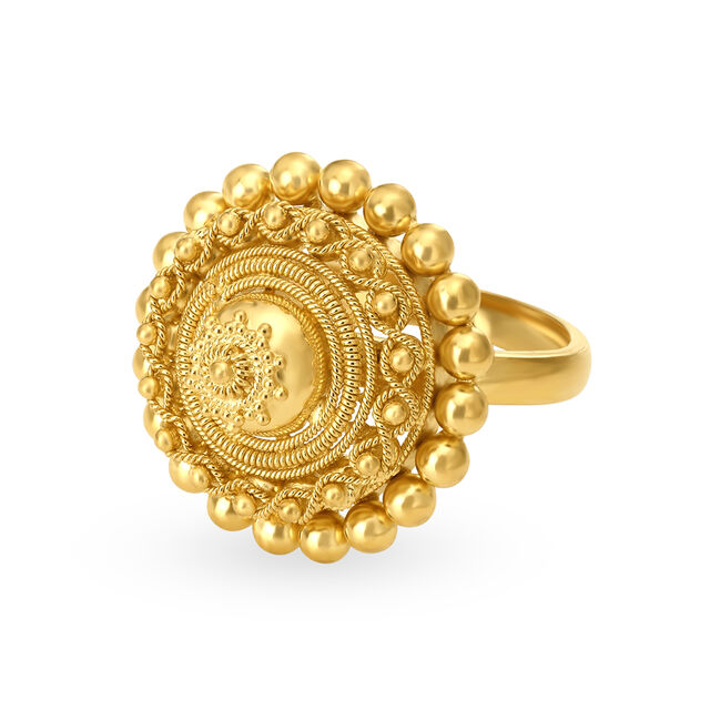 Majestic 22 Karat Yellow Gold Beaded Statement Ring,,hi-res
