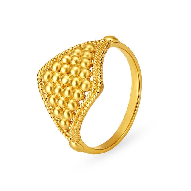 Traditional Gold Beaded Ring,,hi-res