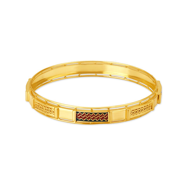 Artistic Yellow Gold Waved Segment Bangles,,hi-res 2