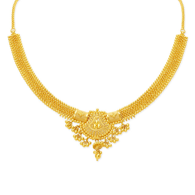 Opulent 22 Karat Yellow Gold Beaded Necklace And Earrings Set,,hi-res 2