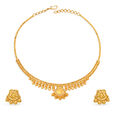 Beautiful Yellow Gold Trapezoid Necklace and Earrings Set 