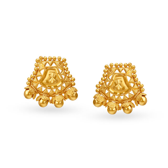 Beautiful Yellow Gold Trapezoid Necklace and Earrings Set 3