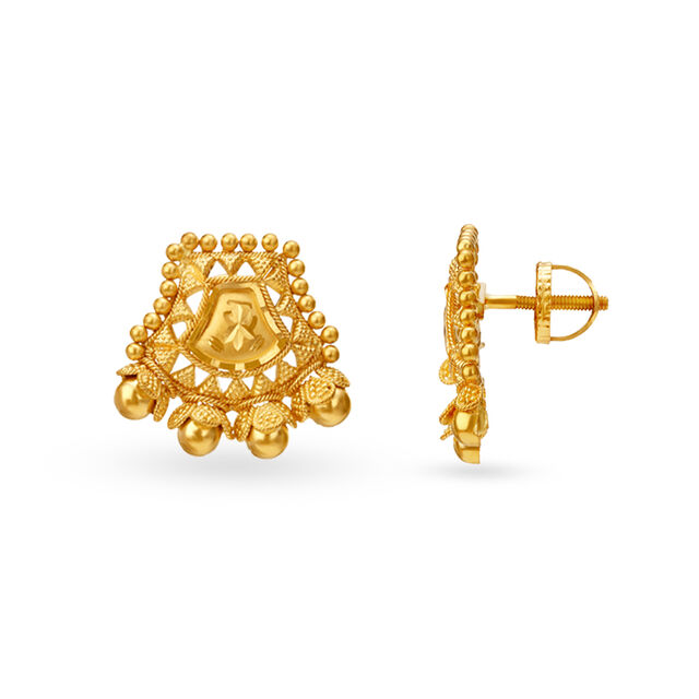 Beautiful Yellow Gold Trapezoid Necklace and Earrings Set 4