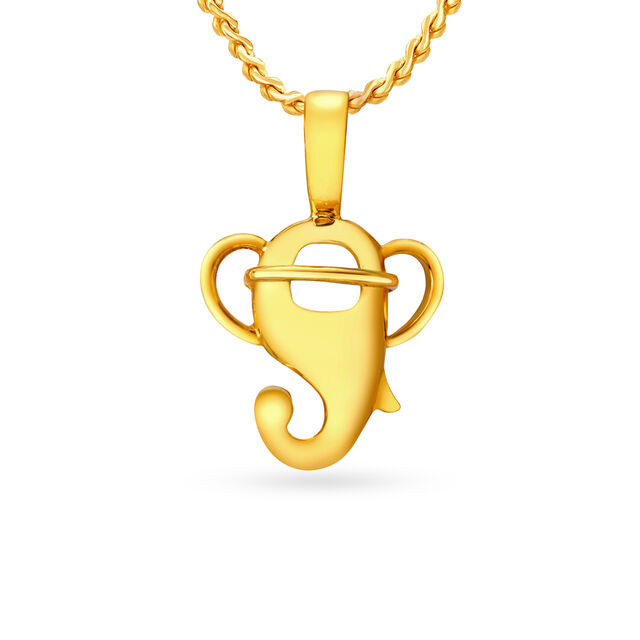 Dainty Lord Ganesha Gold Pendant,,hi-res