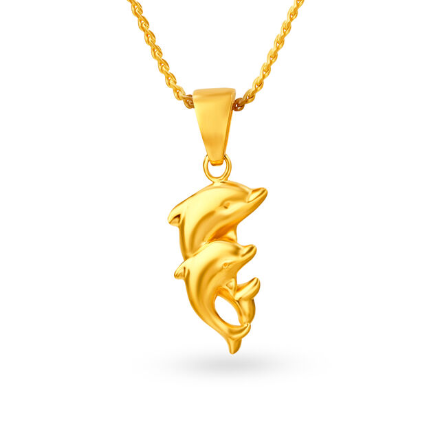 Eccentric Gold Dolphin Pendant for Kids,,hi-res 
