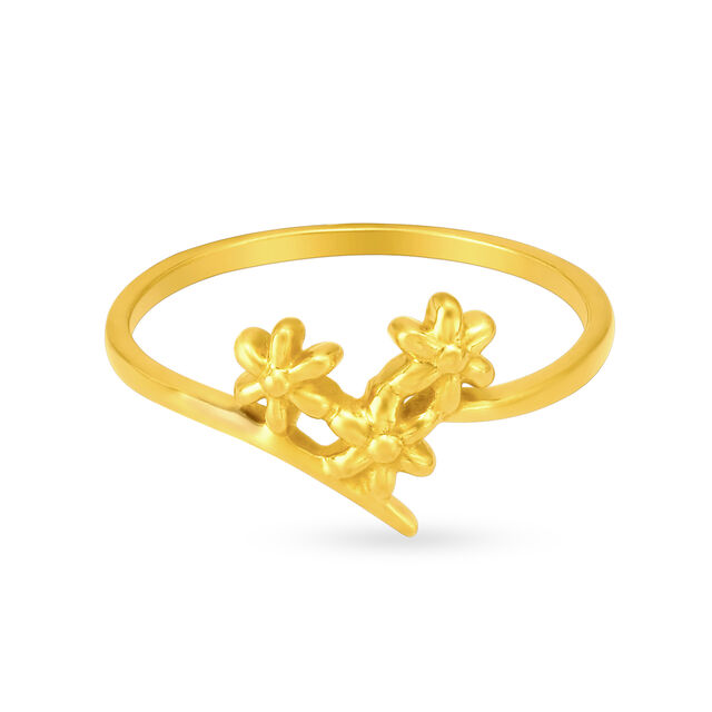 Adorable 22 Karat Yellow Gold Floral Finger Ring,,hi-res 2