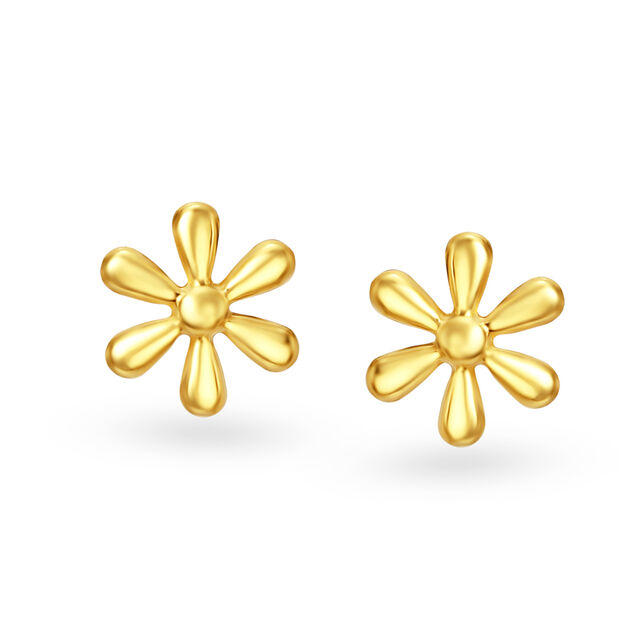 Floral Petite Gold Stud Earrings,,hi-res 
