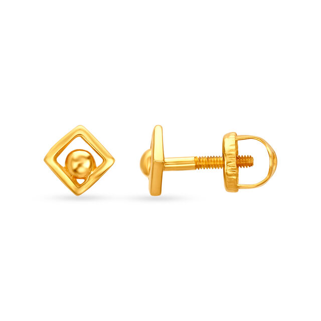 Chic Rhombic Gold Stud Earrings for Kids,,hi-res 2