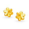 Simple 22 Karat Yellow Gold Floral Stud Earrings,,hi-res 