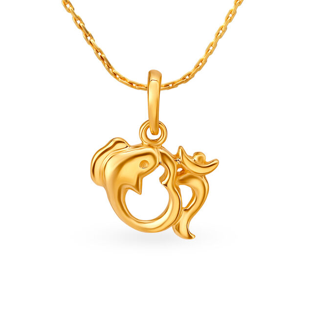 Divine Om Ganesha Merged Gold Religious Pendant