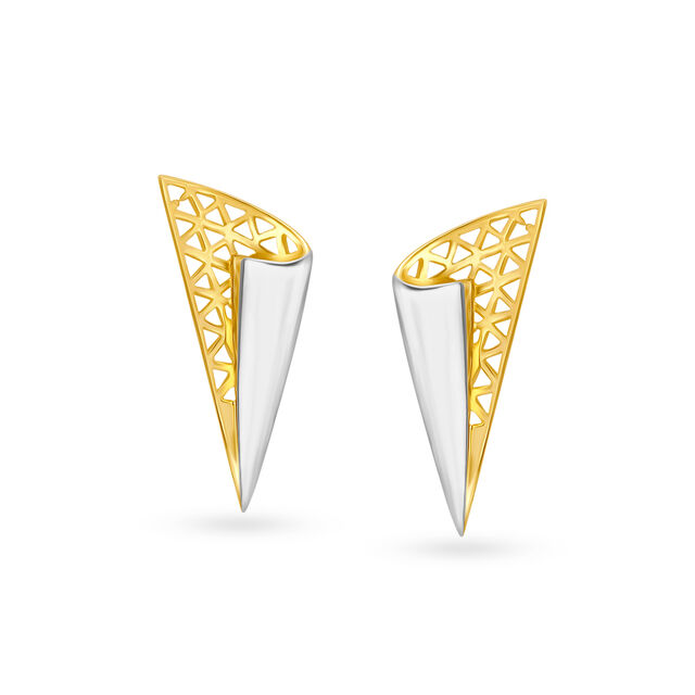 Quirky Geometric Gold Stud Earrings 