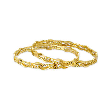 Enchanting Yellow Gold Carved Bangles