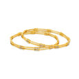 Distinctive Yellow Gold Beaded Ribbed Bangles 