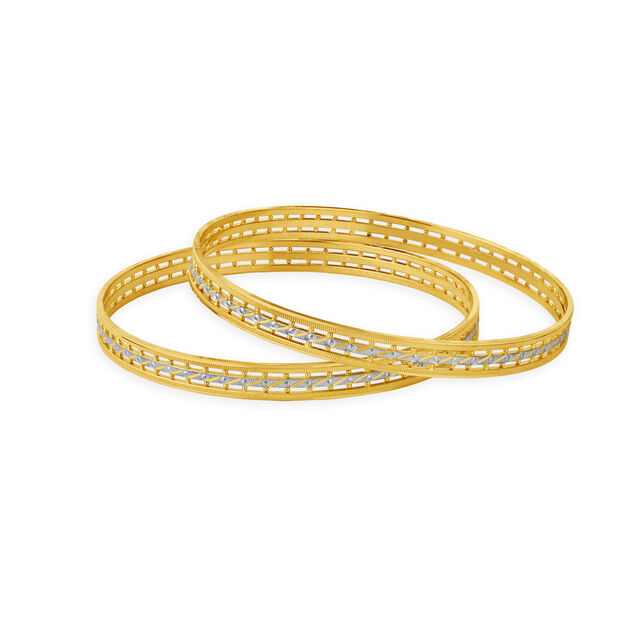Exquisite Yellow Gold Beaded Ribbed Bangles