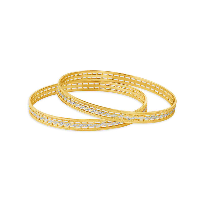 Exquisite Yellow Gold Beaded Ribbed Bangles