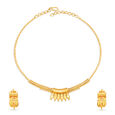 Classical Yellow Gold Beaded Necklace and Earrings Set 