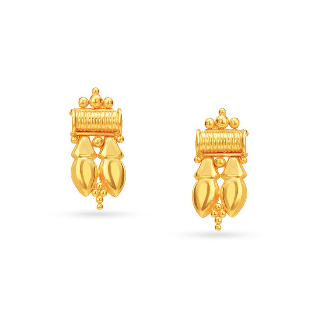 Classical Yellow Gold Beaded Necklace and Earrings Set 4