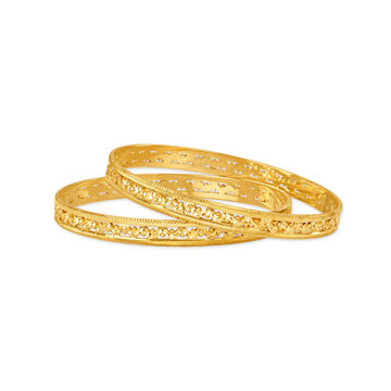 Rococo Yellow Gold Carved Bangles