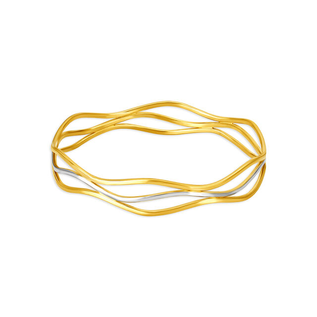 Debonair Yellow Gold Waved Bangle 