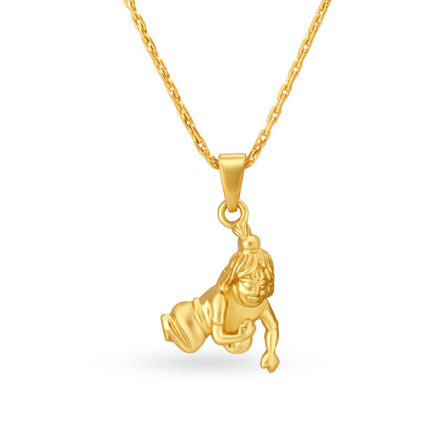 Riveting 22 Karat Yellow Gold Lord Krishna Pendant 