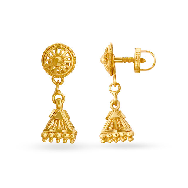 Intricate 22 Karat Yellow Gold Beaded Drop Earrings,,hi-res 2