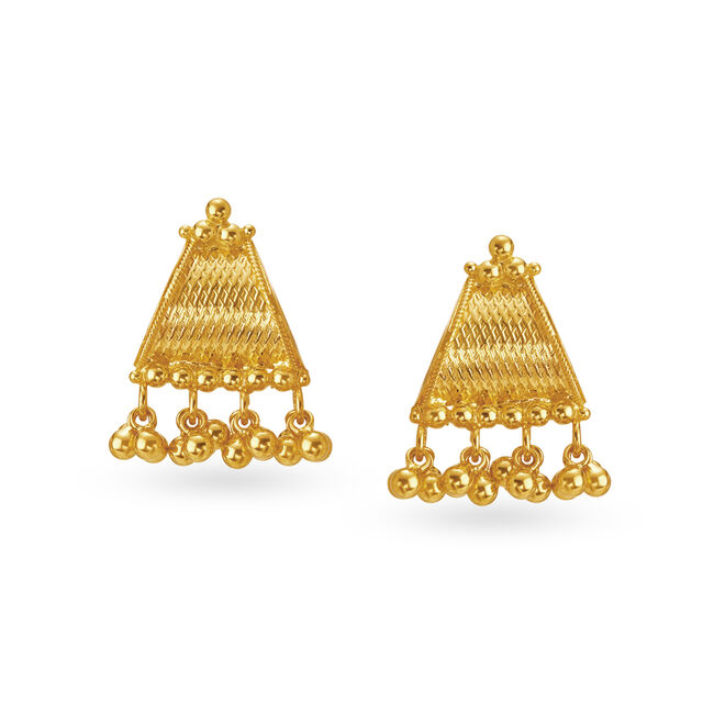 Sparkling Rawa Work Gold Stud Earrings