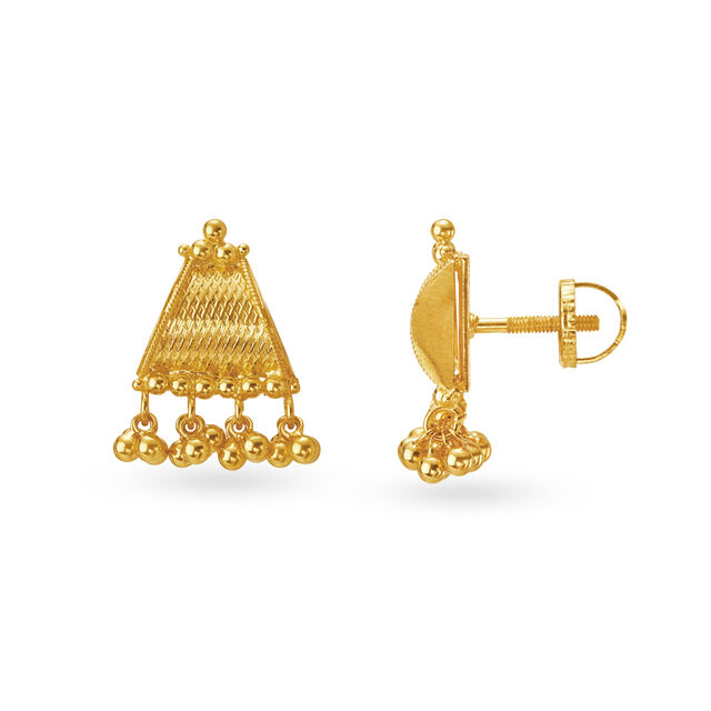 Sparkling Rawa Work Gold Stud Earrings