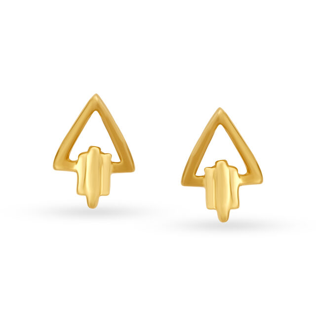 Petite Fancy Geometric Gold Stud Earrings 