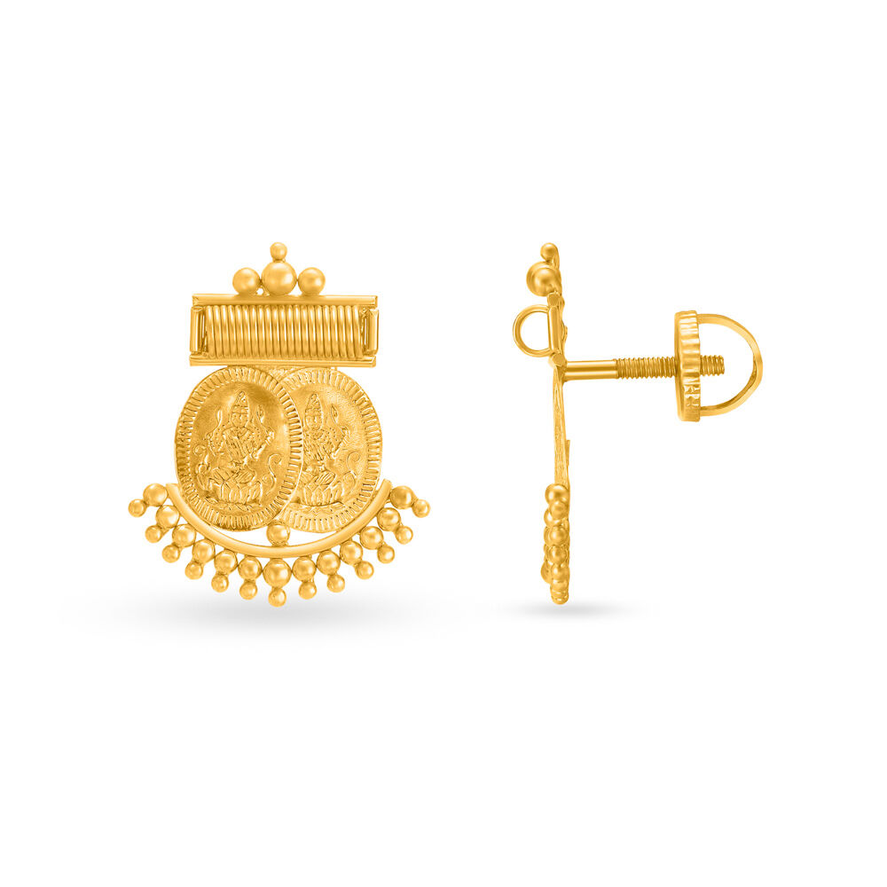 Buy Enchanting Gold Coin Stud Earrings at Best Price Tanishq Singapore Online Store