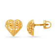 Romantic 22 Karat Yellow Gold Beaded Heart Stud Earrings,,hi-res 2