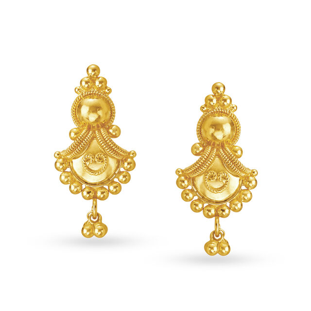 Traditional Fancy Graceful Gold Drop Earrings 3