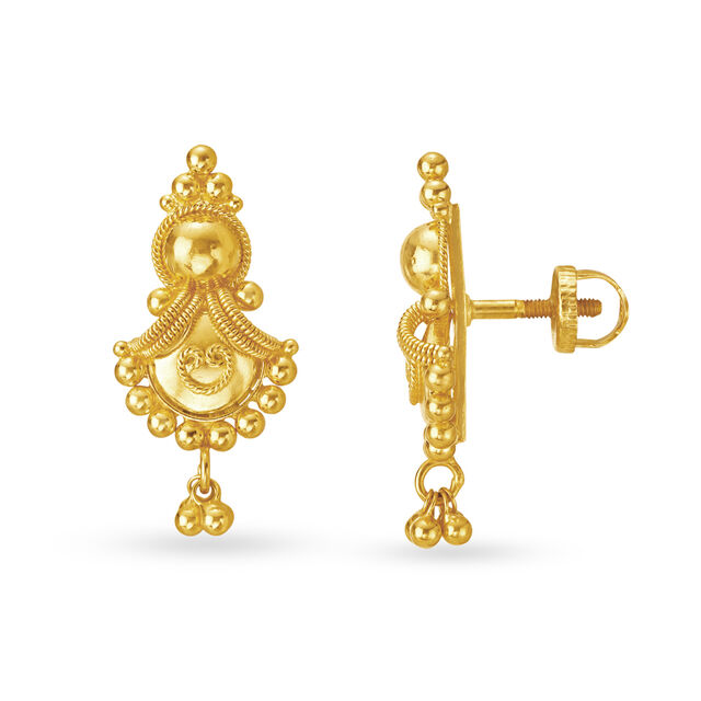 Traditional Fancy Graceful Gold Drop Earrings 4