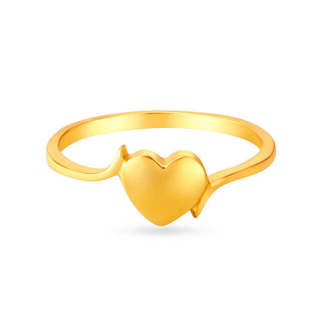 Tanishq 22 Karat Gold Finger Ring with Heart Design