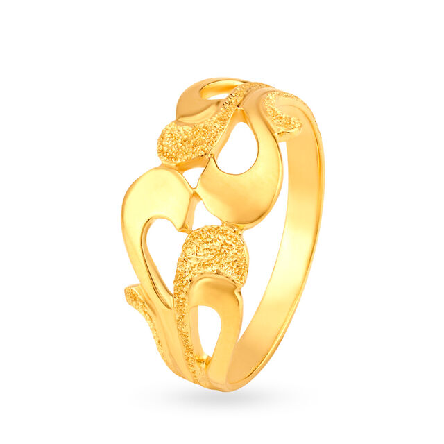 Glamorous 22 Karat Yellow Gold Swirling Finger Ring,,hi-res 