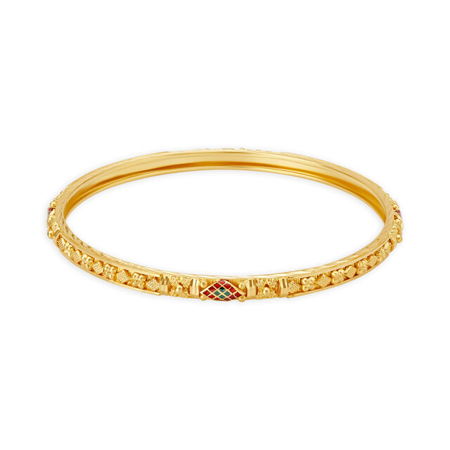 Vibrant Yellow Gold Beaded Bangles,,hi-res 