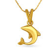 Dolphin Motif Gold Pendant,,hi-res 