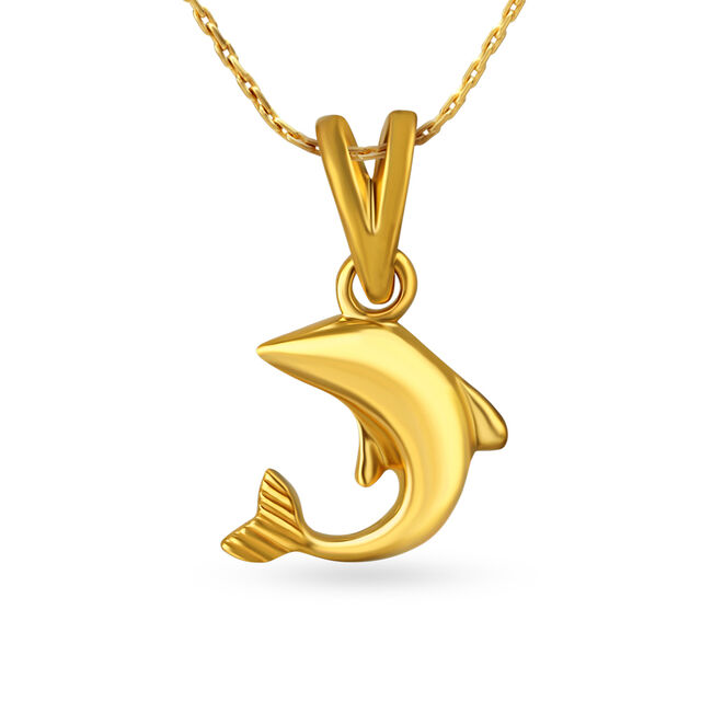 Dolphin Motif Gold Pendant,,hi-res 