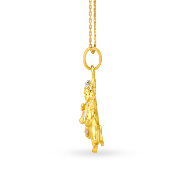 Ornate 22 Karat Yellow Gold And Rhodium Durga Pendant,,hi-res 2