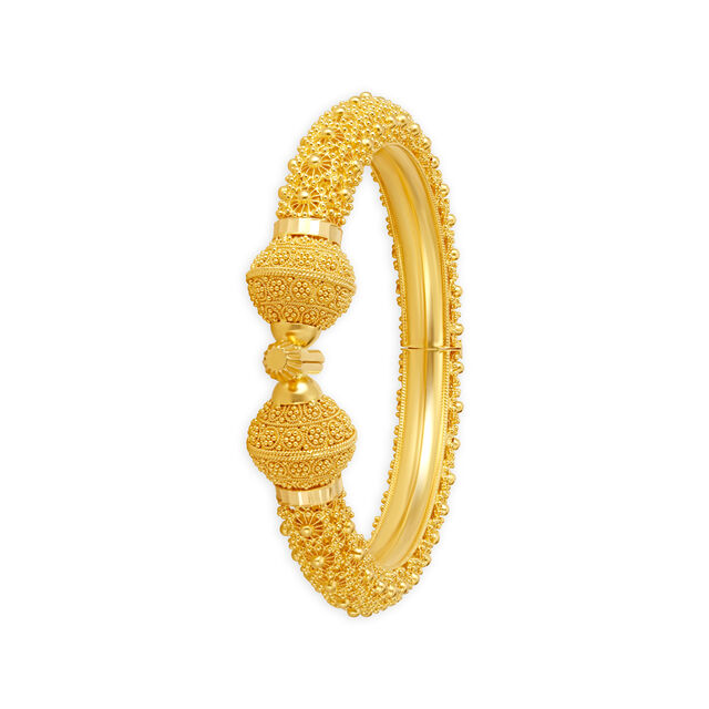 Striking Intricate Floral Gold Bangle