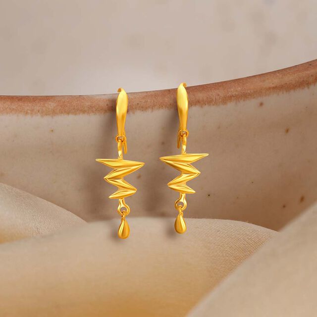Quirky Fancy Gold Hoop Earrings 