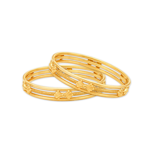 Charming Yellow Gold Bowtie Bangles,,hi-res