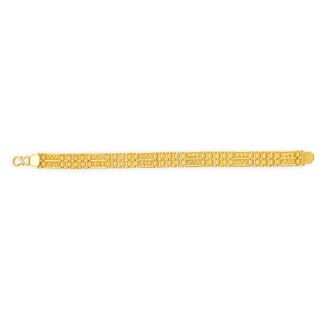 Timeless 22 Karat Yellow Gold Etched Link Bracelet,,hi-res 