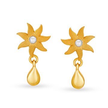 Eye-Pleasing 18 Karat Yellow Gold Sunflower Drop Earrings